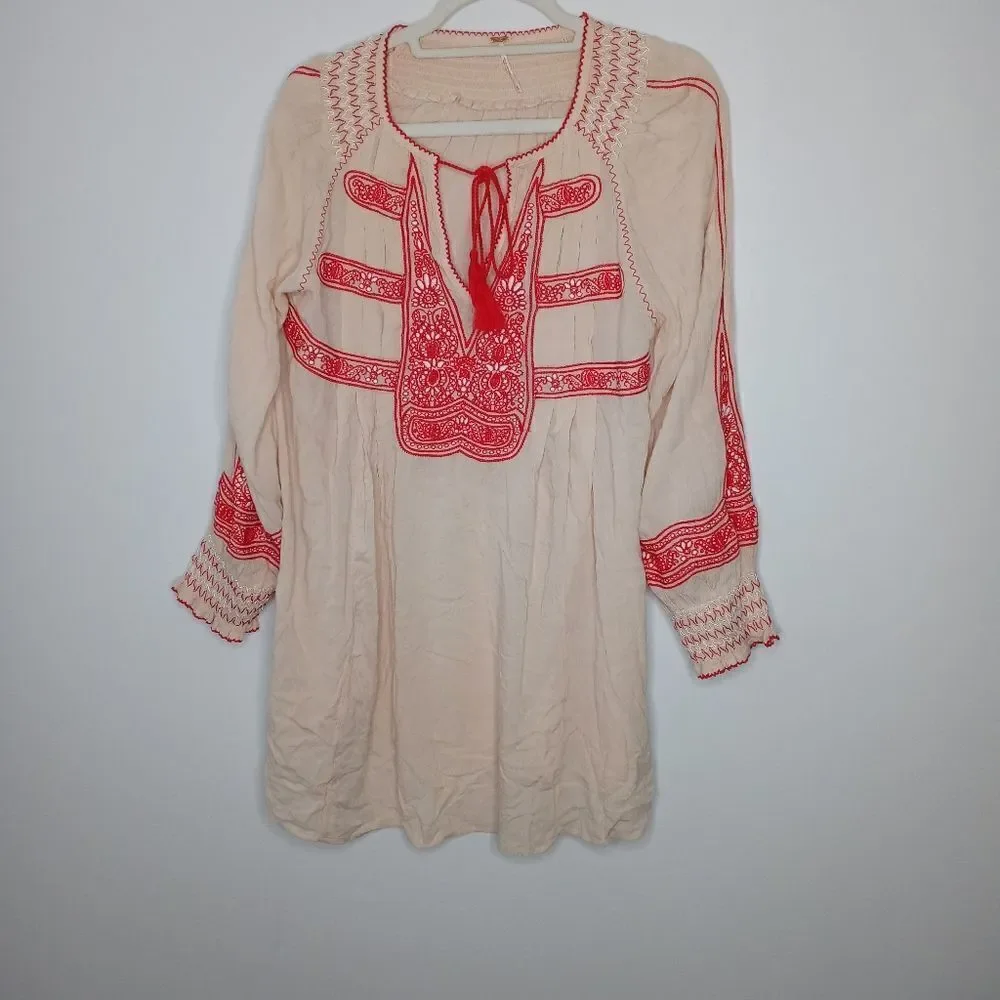 Free People Wind Willow Embroidered Mini Dress